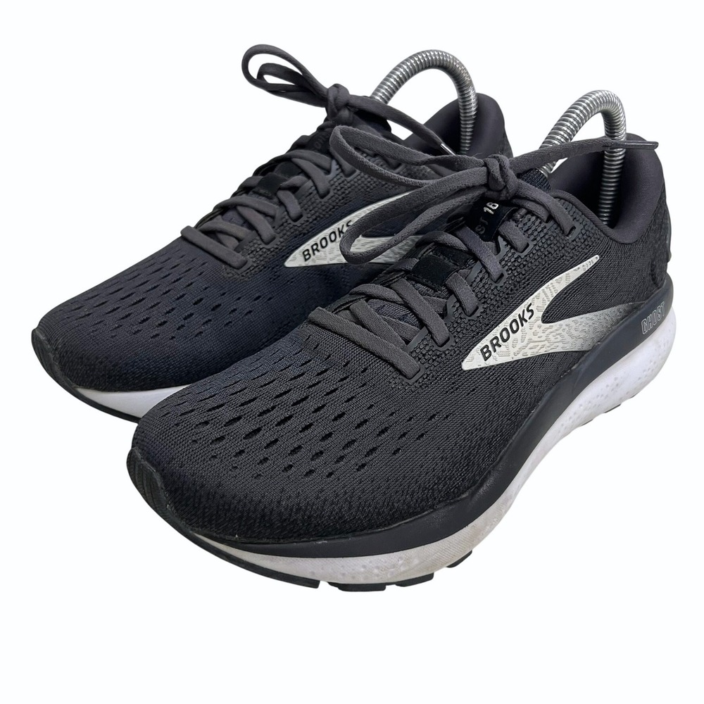 Brooks Ghost 16 Mens Running Shoes Black Silver 1204071B090 Size 8 Workout Gym